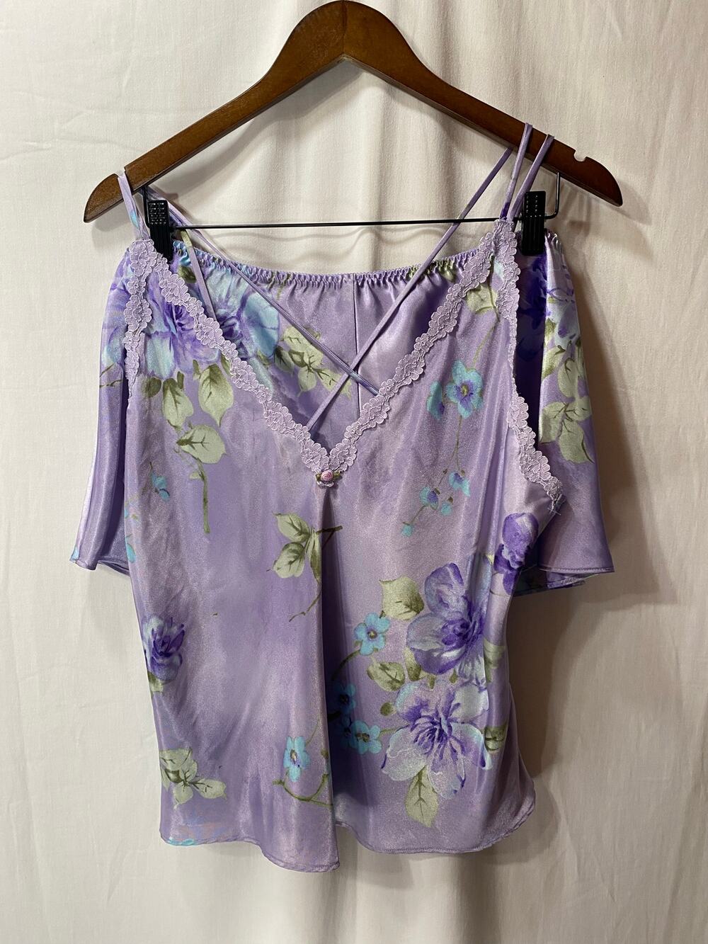 CALIFORNIA MISS Lilac Floral SATIN PJ SET LARGE